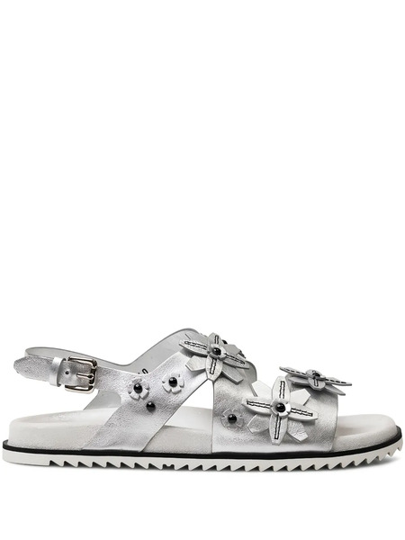  Tod's Flower-embellished Buckle Sandals - Silver 