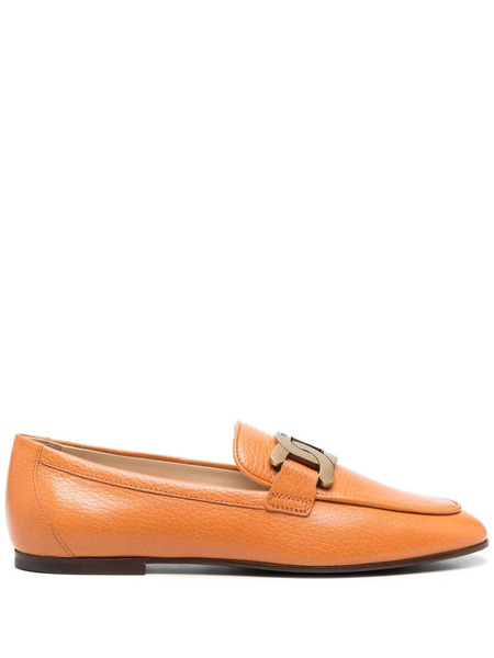  Tod's Kate Gold-chain Leather Loafers - Orange 