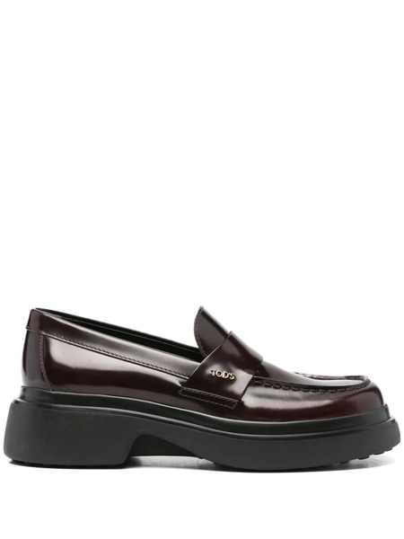  Tod's Leather Platform Loafers - Red 