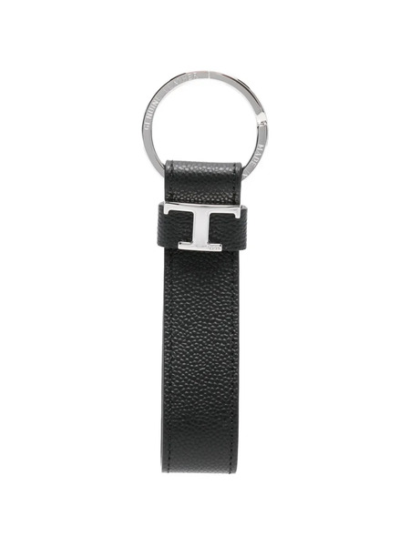  Tod's Logo Leather Keyring - Black 