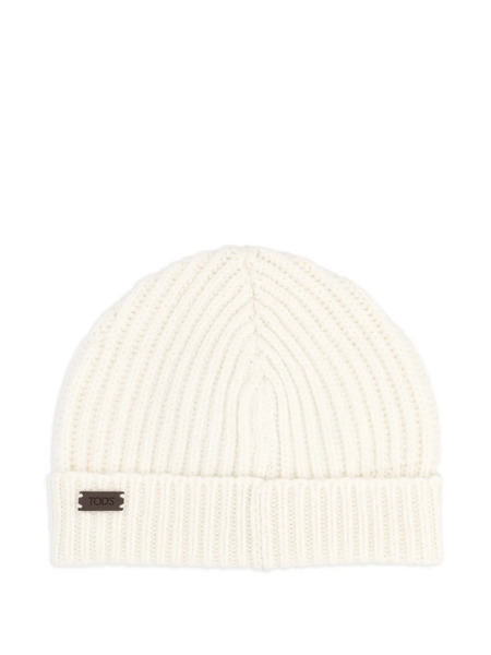  Tod's Logo-plaque Beanie Hat - Neutrals 