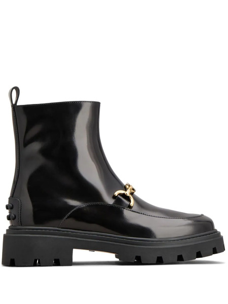  Tod's Logo-plaque Leather Ankle Boots - Black 