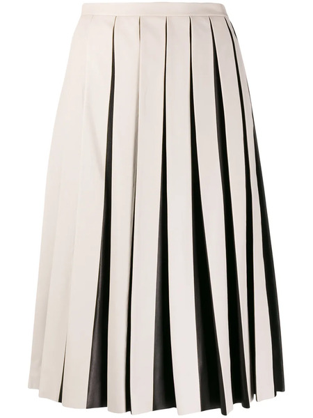  Tod's Pleated Leather Skirt - Neutrals 