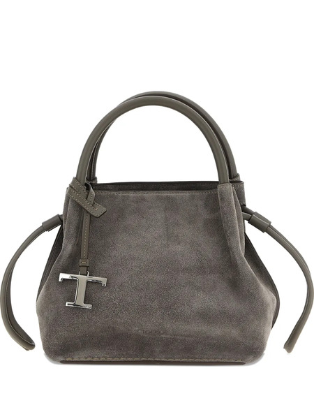  Tod's Small Drawstring Suede Tote Bag - Grey 
