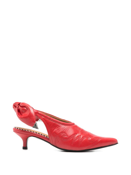  Toga Pulla Bow-embellished Leather Pumps - Red 