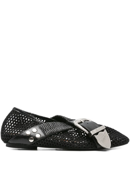  Toga Pulla Buckle-detail Mesh-detail Flats - Black 