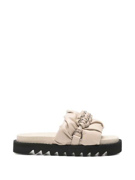  Toga Pulla Chain-embellished Ruched Sandals - Neutrals 