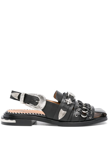  Toga Pulla Embellished Leather Sandals - Black 