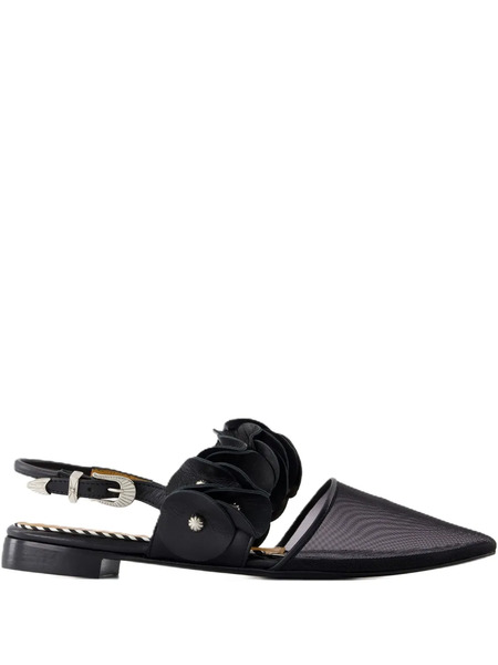  Toga Pulla Leather Ballerina Shoes - Black 