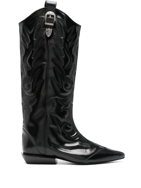  Toga Pulla Leather Cowboy Boots - Black 