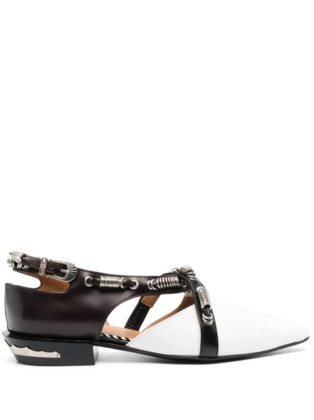  Toga Pulla Panelled Leather Ballerina Shoes - White 