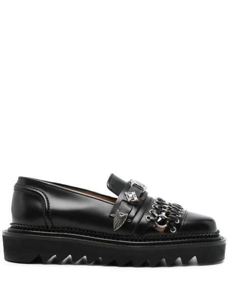  Toga Pulla Ring-detail Leather Loafers - Black 