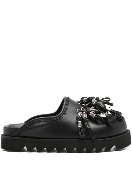  Toga Pulla Tassel-embellished Leather Mules - Black 