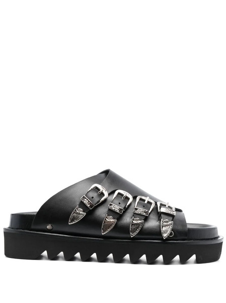  Toga Pulla Western-buckle Leather Slides - Black 
