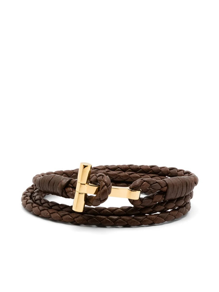  Tom Ford Braided-band Leather Bracelet - Brown 