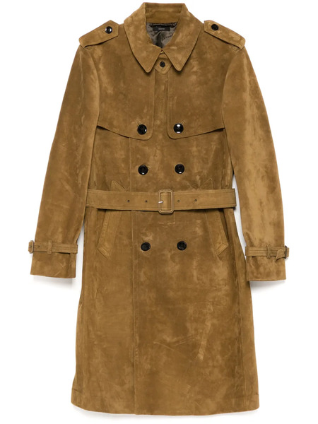  Tom Ford Buttery Suede Trench Coat - Brown 
