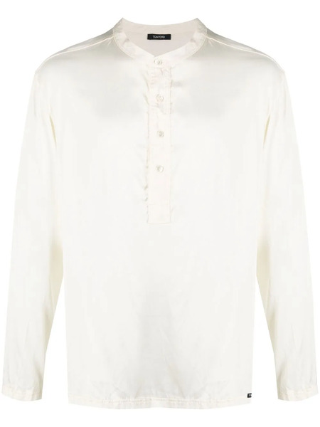  Tom Ford Button-placket Satin Shirt - Neutrals 