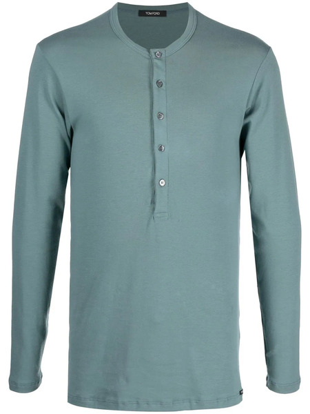  Tom Ford Button-up Long-sleeve T-shirt - Blue 