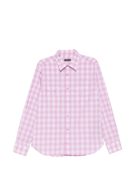  Tom Ford Check-pattern Chest-pocket Shirt - Pink 