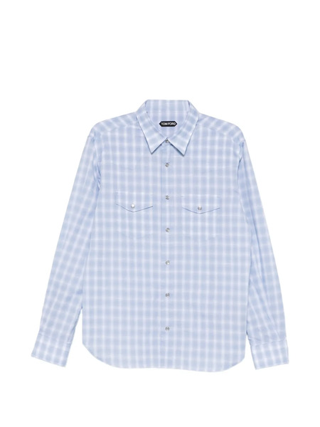  Tom Ford Check Snap-button Shirt - Blue 
