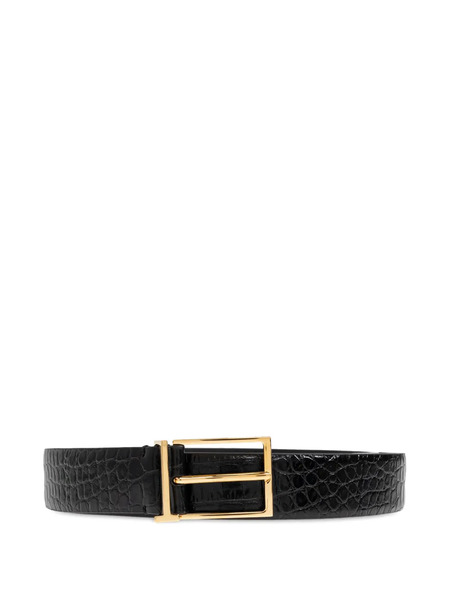  Tom Ford Crocodile-effect Buckled Belt - Black 