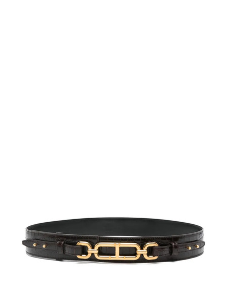  Tom Ford Crocodile-embossed Chain-link Belt - Brown 