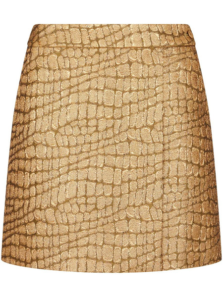  Tom Ford Crocodile-jacquard Mini Skirt - Gold 