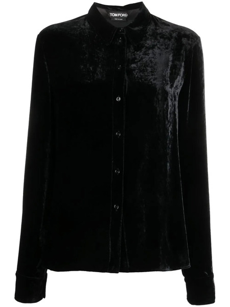  Tom Ford Crushed Silk-velvet Shirt - Black 