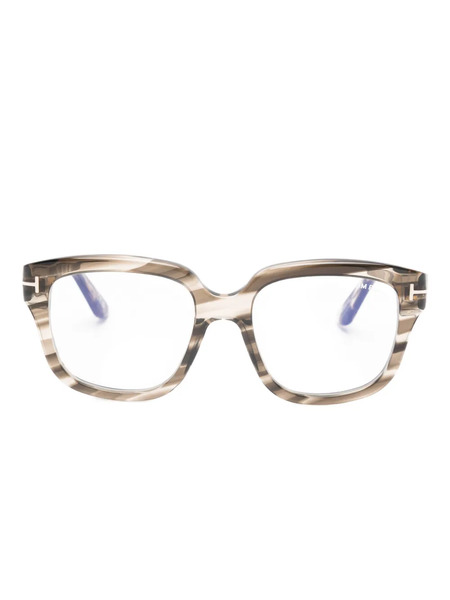  Tom Ford Eyewear Stripe Geometric Glasses - Brown 