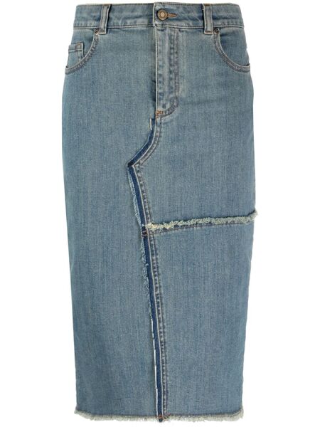  Tom Ford Frayed Pencil Midi Skirt - Blue 