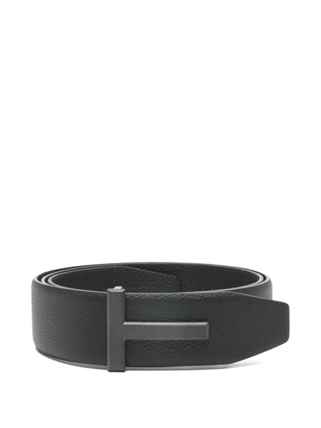  Tom Ford Grained-leather Logo-buckle Belt - Black 
