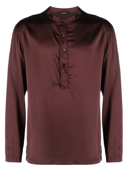  Tom Ford Henley Silk Pyjama Top - Brown 