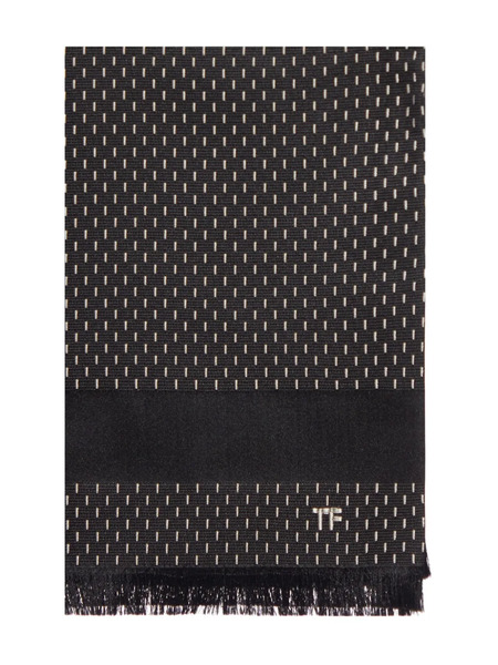  Tom Ford Jacquard Silk Scarf - Black 