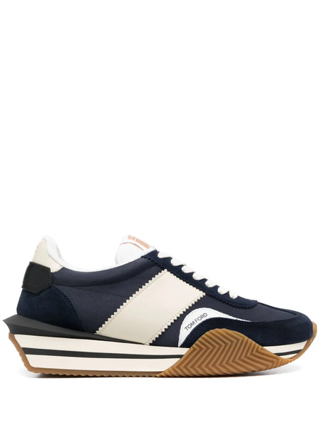  Tom Ford James Panelled Leather Sneakers - Blue 