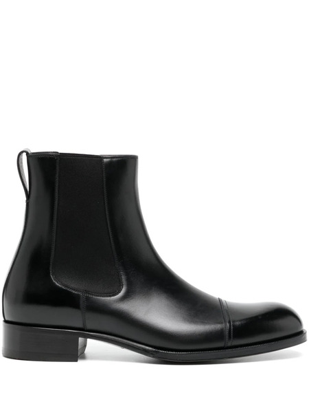  Tom Ford Leather Ankle Boots - Black 