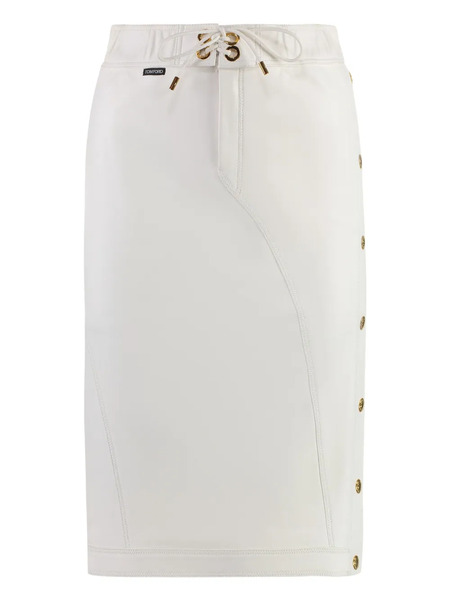  Tom Ford Leather Midi Skirt - White 