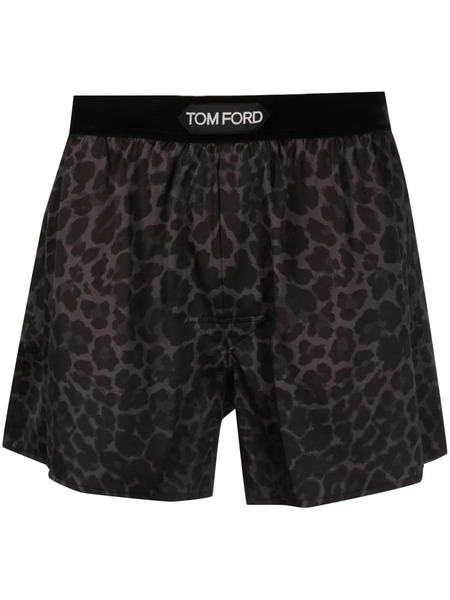  Tom Ford Leopard-print Silk Boxers - Black 