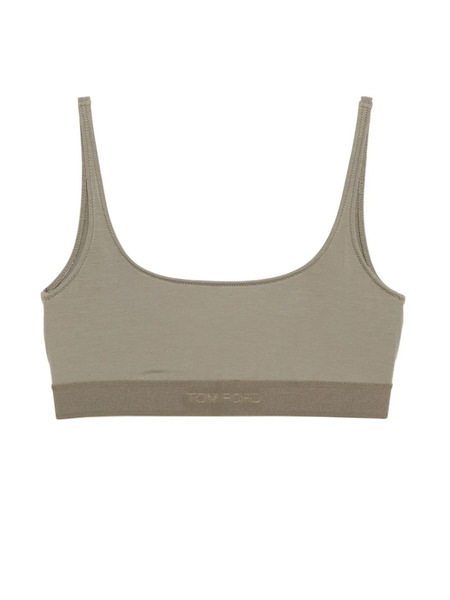  Tom Ford Logo-embroidered Bra - Green 