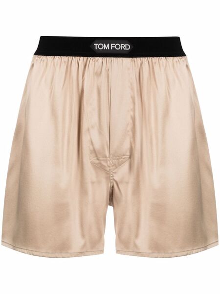  Tom Ford Logo-waist Silk Boxers - Neutrals 