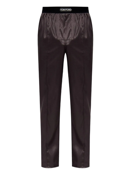  Tom Ford Logo-waistband Pyjama Pants - Brown 