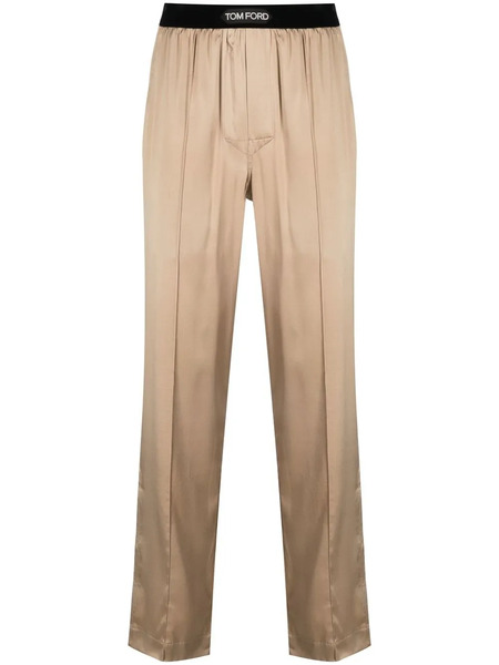  Tom Ford Logo-waistband Pyjama Trousers - Neutrals 