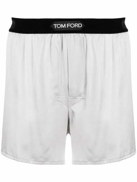  Tom Ford Logo-waistband Silk Boxers - Grey 