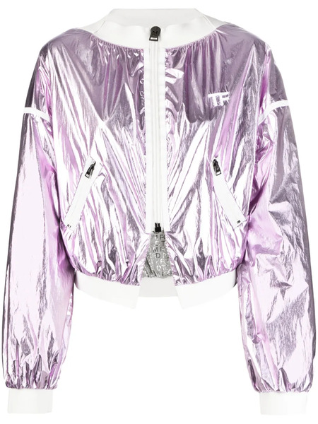  Tom Ford Metallic Cropped Bomber Jacket - Pink 