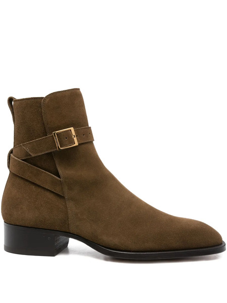  Tom Ford 40mm Buckled-strap Suede Boots - Green 