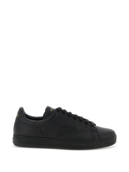  Tom Ford Perforated-logo Leather Sneakers - Black 