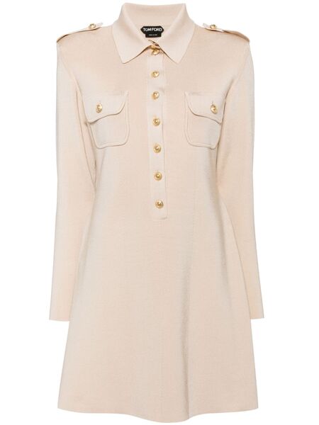  Tom Ford Ribbed Mini Dress - Neutrals 