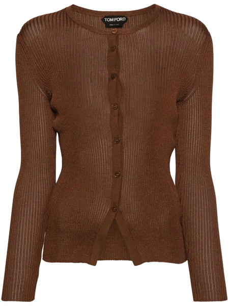  Tom Ford Round-neck Ribbed Cardigan - Brown 