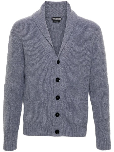  Tom Ford Shawl-collar Ribbed Cardigan - Grey 