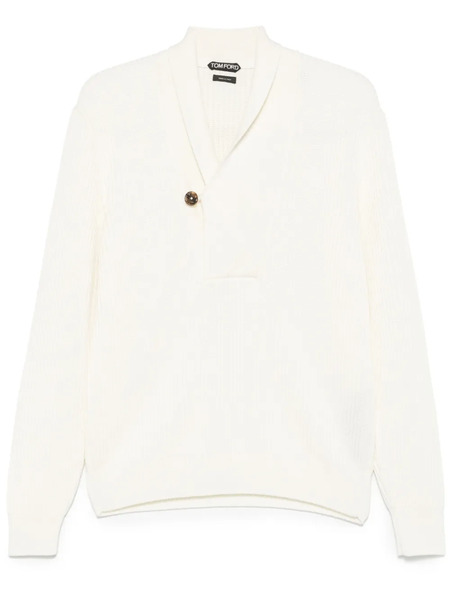  Tom Ford Shawl Collar Sweater - White 