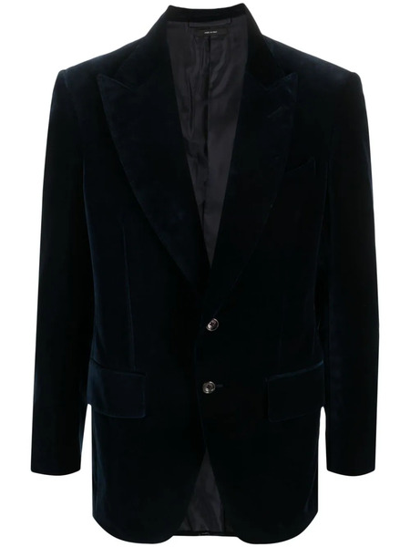  Tom Ford Single-breasted Velvet Blazer - Blue 
